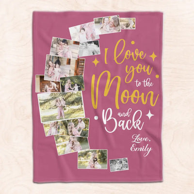 I Love You To the Moon and Back - Personalized Blanket, Mothers Day/Birthday Gift For Mom - BL54