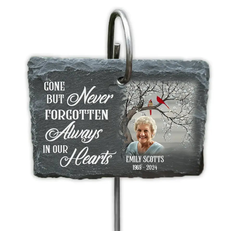 Gone But Never Forgotten Always In Our Hearts - Personalized Garden Slate, Memorial Gift - GS81