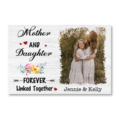 Mother And Daughter Forever Linked Together - Personalized Canvas, Gift For Mom, Mother And Kids Gift - CA112