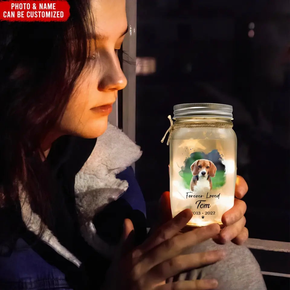 Pet Memorial Forever Loved - personalized Mason Jar Light, Gift For Dog Lover - MJL25