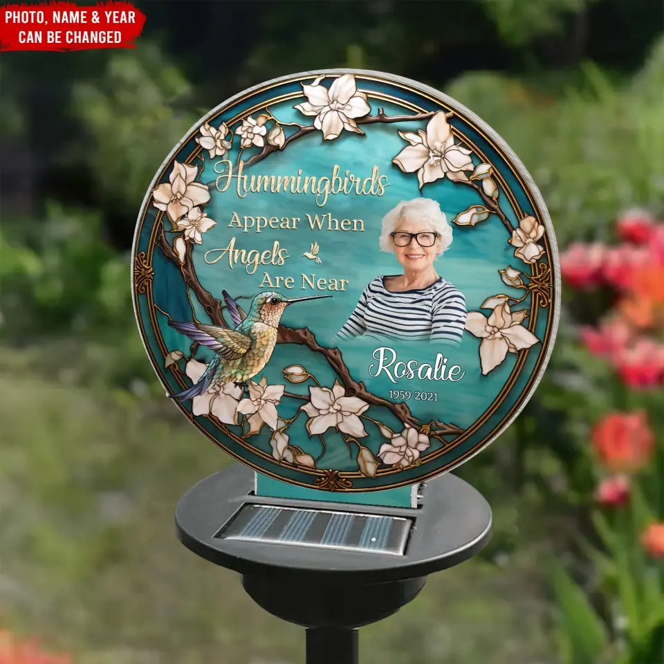 Hummingbirds Appear When Angels Are Near - Personalized Solar Light, Memorial Gift