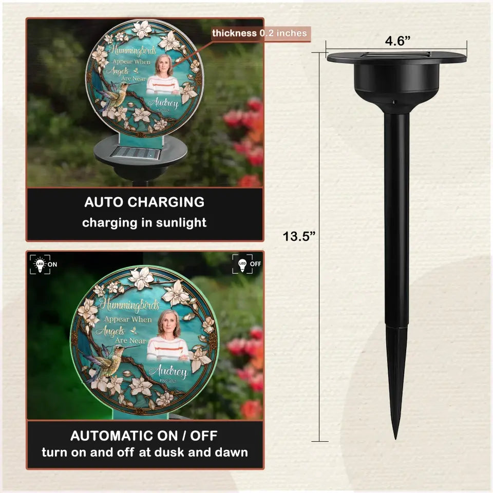 Hummingbirds Appear When Angels Are Near - Personalized Solar Light, Memorial Gift - SL155