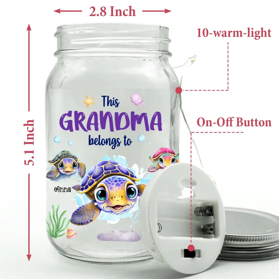 This Grandma Belongs To - Personalized Mason Jar Light, Happy Mother's Day, Gift For Mom - MJL27