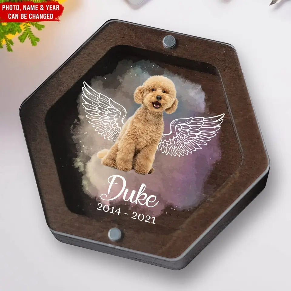 Forever In Our Hearts, Pet Fur Keepsake - Personalized Memorial Box, Custom Pet Portrait, Dog Hair Memorial - MB01