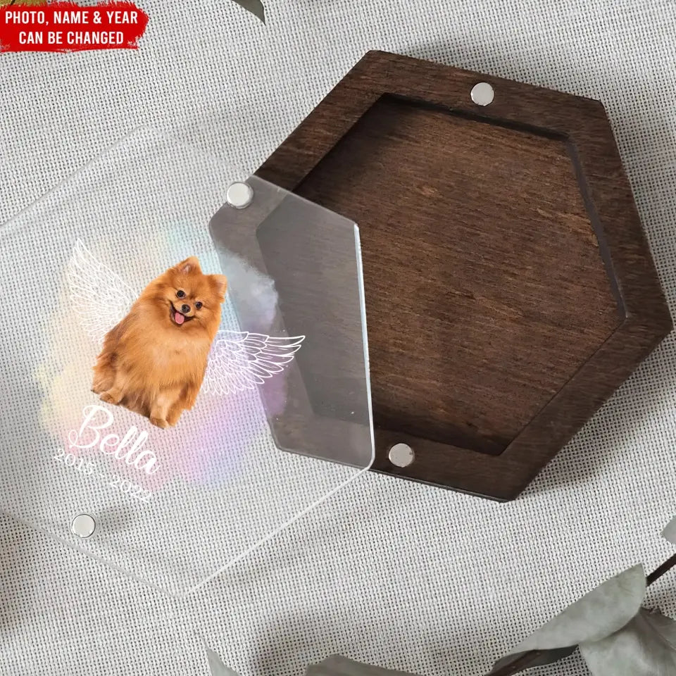 Forever In Our Hearts, Pet Fur Keepsake - Personalized Memorial Box, Custom Pet Portrait, Dog Hair Memorial - MB01