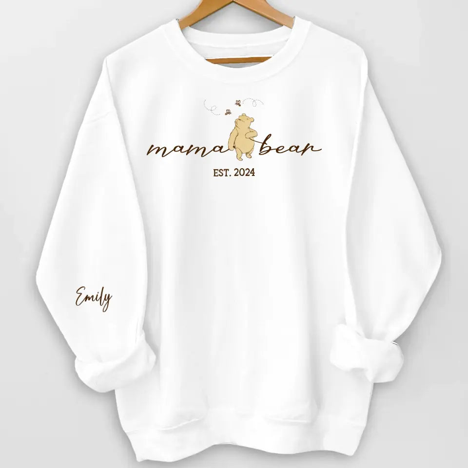 Mama Bear Custom Kids Name On Sleeve - Personalized Sleeve Print Sweatshirt, Gift For Mom - SW01