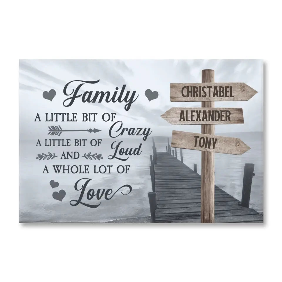 Home Quotes – Federa Per Cuscino Decorativa 45x45 Cm – Scritta "Family: A Little Crazy, A Little Loud, A Whole Lot Of Love"