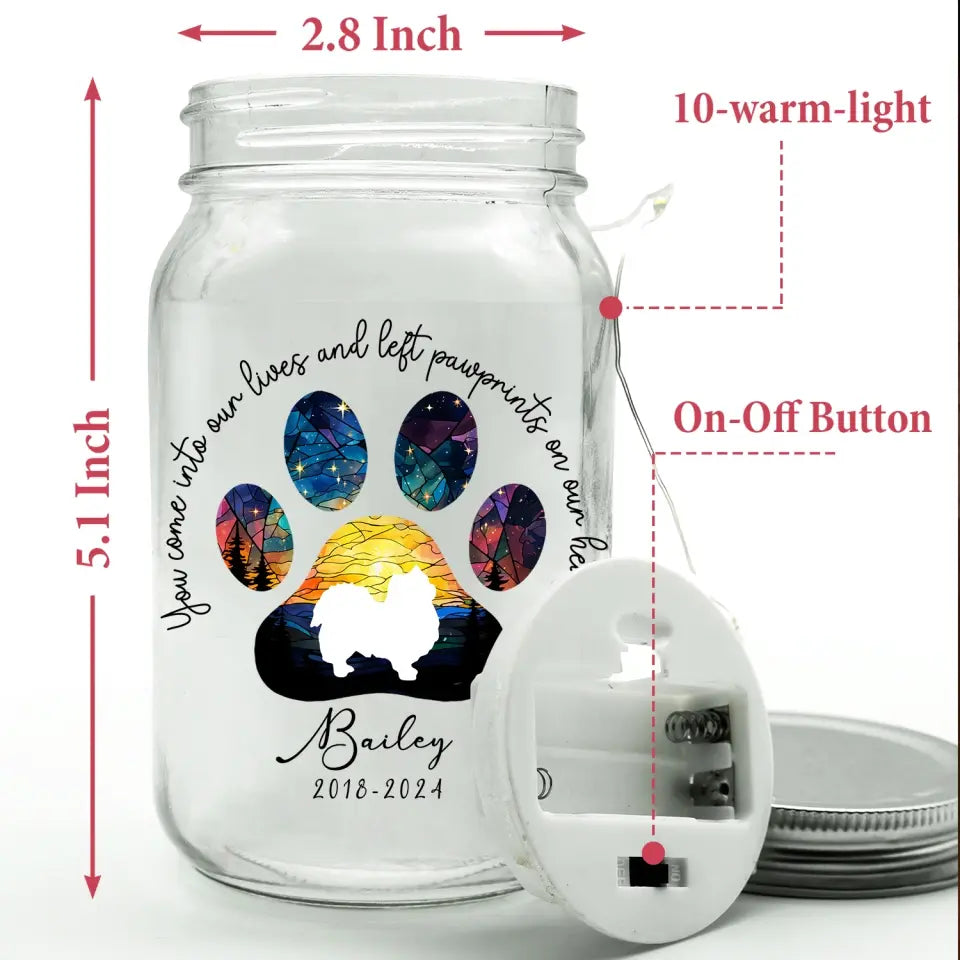 You Come Into Our World And Left Footprints On Our Hearts - Personalized Mason Jar Light - MJL28