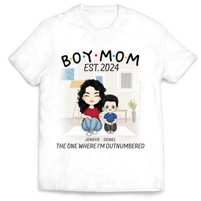 Boy Mom The One Where I’m Outnumbered - Personalized T-Shirt, Gift For Mother's Day - TS1159