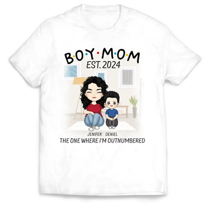 Boy Mom The One Where I’m Outnumbered - Personalized T-Shirt, Gift For Mother's Day - TS1159
