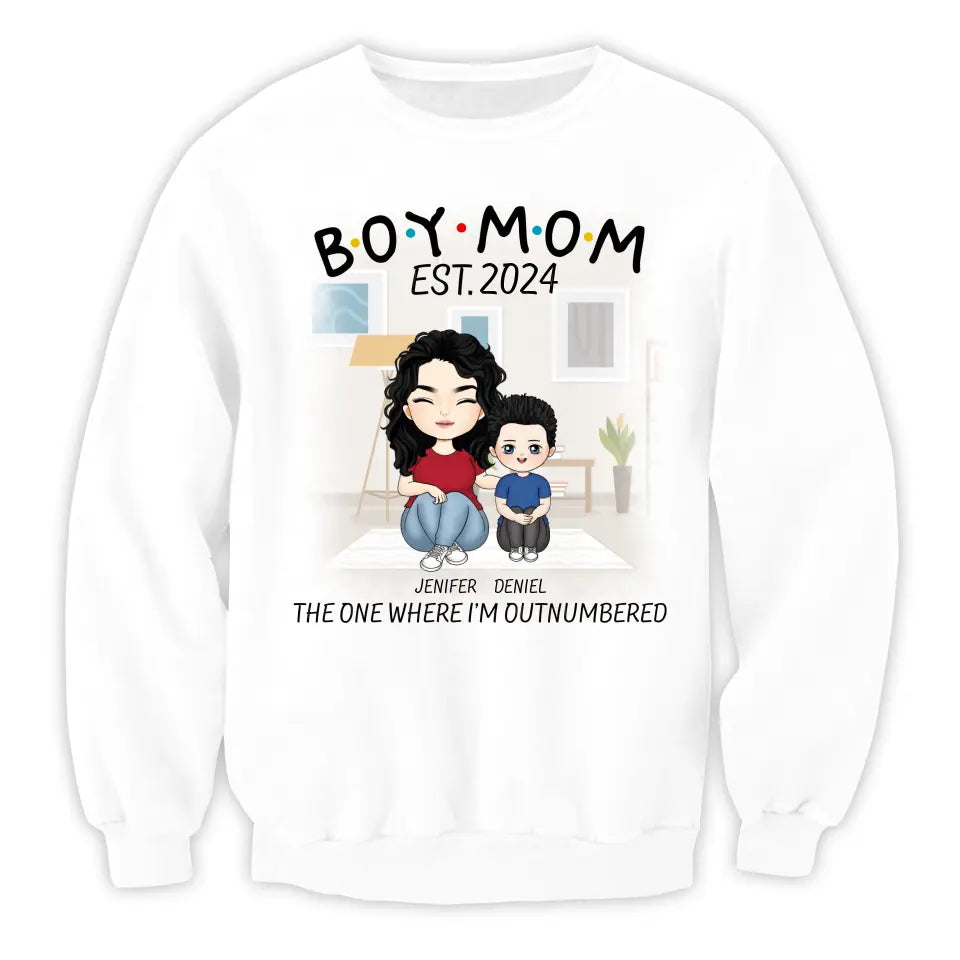 Boy Mom The One Where I’m Outnumbered - Personalized T-Shirt, Gift For Mother's Day - TS1159
