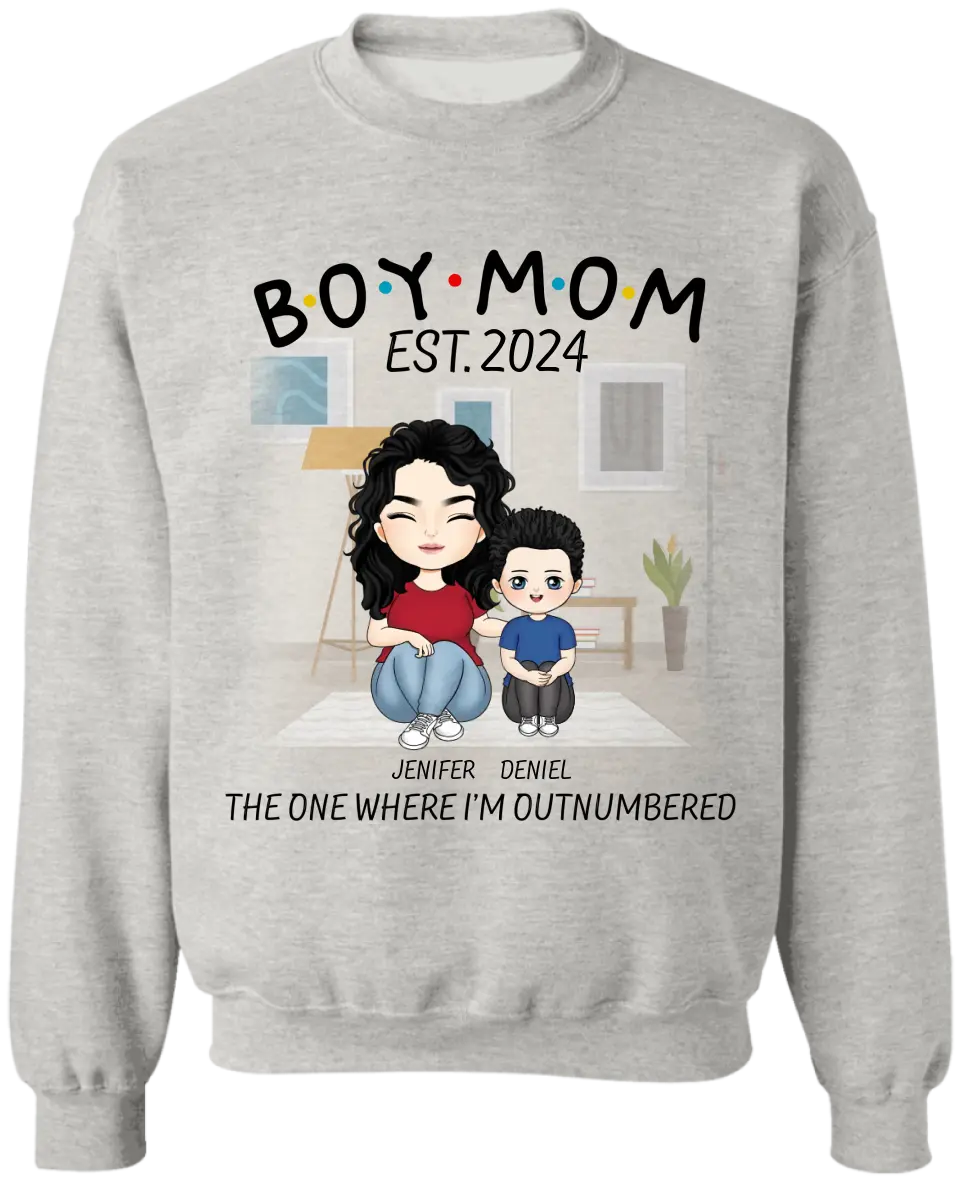 Boy Mom The One Where I’m Outnumbered - Personalized T-Shirt, Gift For Mother's Day - TS1159