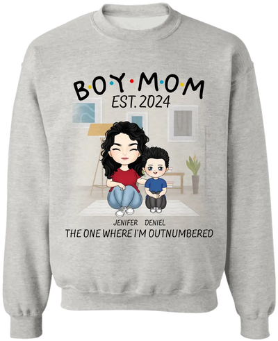 Boy Mom The One Where I’m Outnumbered - Personalized T-Shirt, Gift For Mother's Day - TS1159
