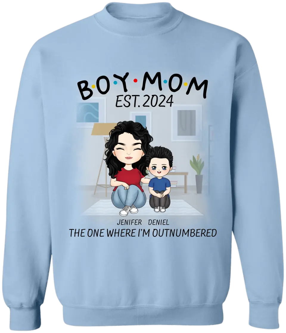 Boy Mom The One Where I’m Outnumbered - Personalized T-Shirt, Gift For Mother's Day - TS1159