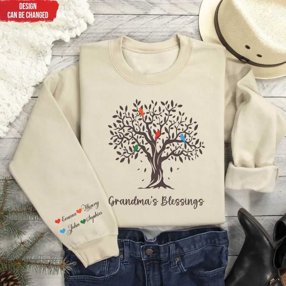 Grandma’s Blessings - Personalized Sleeve Print Sweatshirt, Mother's Day Gifts - SW08