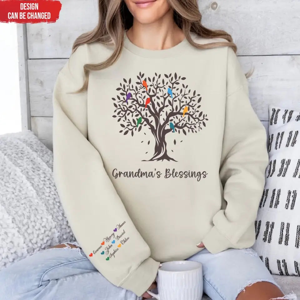 Grandma’s Blessings - Personalized Sleeve Print Sweatshirt, Mother's Day Gifts - SW08