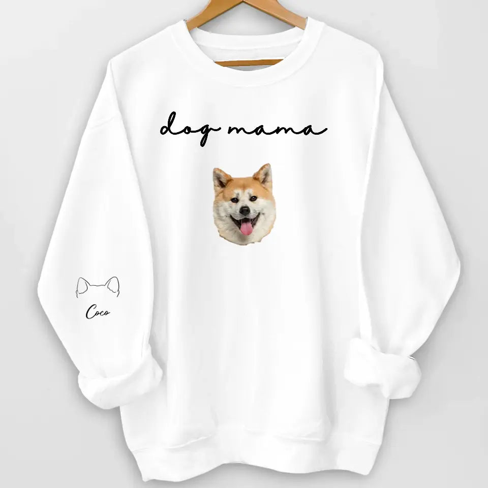 Custom Dog Mama Sweatshirt With Pet Name On Sleeve - Personalized Sleeve Print Sweatshirt, Gift For Dog Mom - SW06