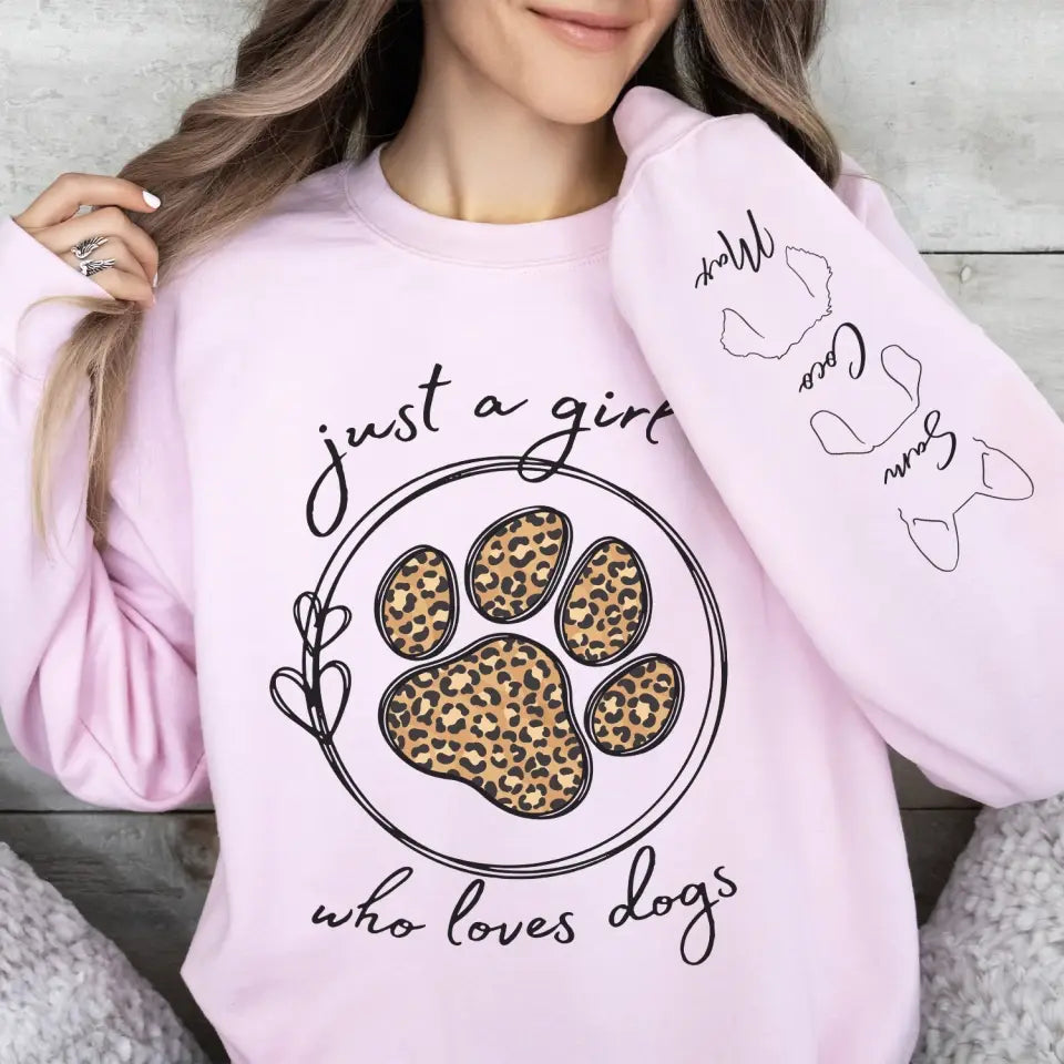 Just A Girl Who Loves Dog - Personalized Sleeve Print Sweatshirt, Gift for Dog Lovers/Dog Mom - SW10