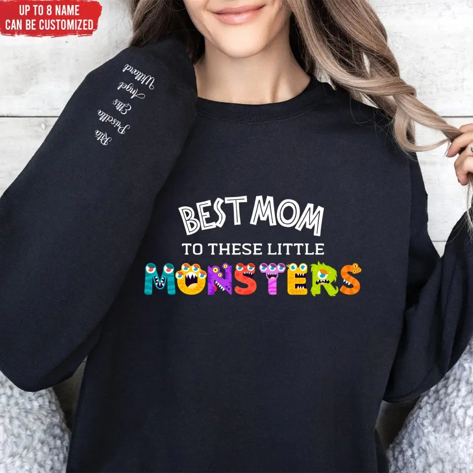 Grandma To These Little Monster - Personalized Sleeve Print Sweatshirt, Gift For Mom, Grandma, Happy Mother's Day - SW12