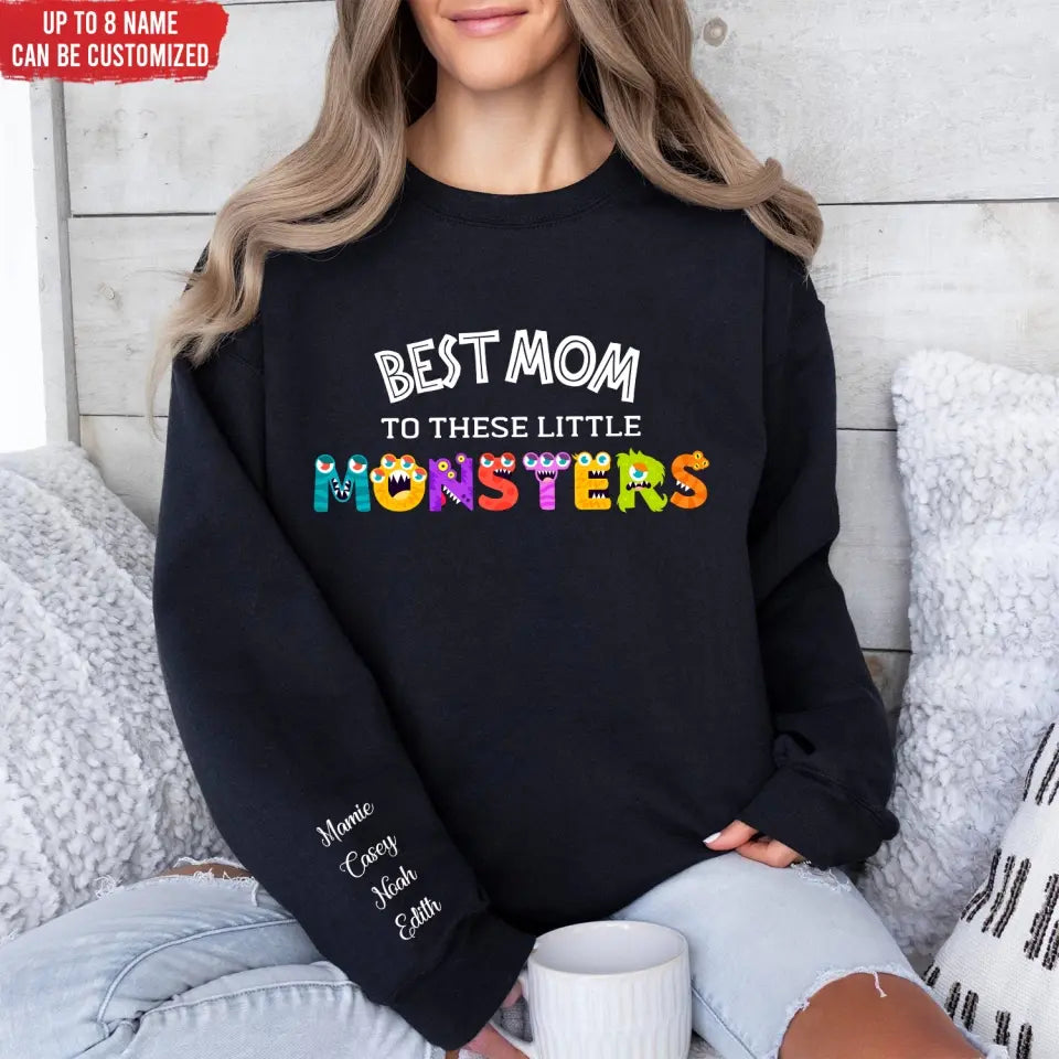 Grandma To These Little Monster - Personalized Sleeve Print Sweatshirt, Gift For Mom, Grandma, Happy Mother's Day - SW12