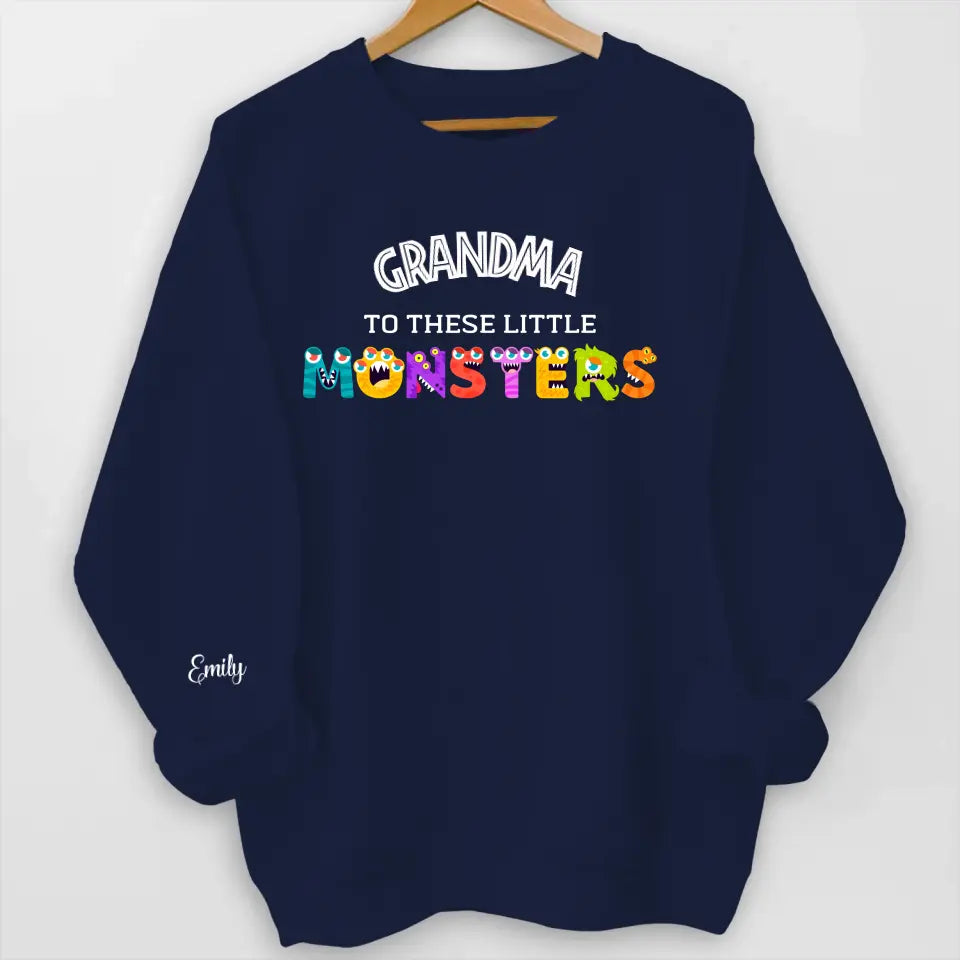 Grandma To These Little Monster - Personalized Sleeve Print Sweatshirt, Gift For Mom, Grandma, Happy Mother&#39;s Day - SW12