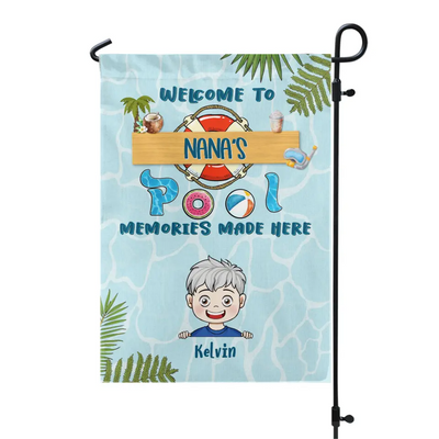 Welcome To Nana Papa's Pool - Personalized Garden Flag, Gift For Family, Gift For Mom, Dad, Grandma, Grandpa - GF178