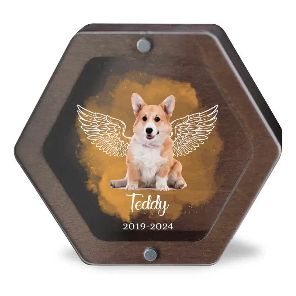 Forever In Our Hearts, Pet Fur Keepsake - Personalized Memorial Box, Custom Pet Portrait, Dog Hair Memorial - MB01