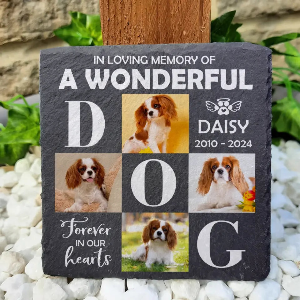 In Loving Memory Of A Wonderful Dog - Personalized Memorial Stone, Gift For Pet, Memorial Photo - MS87