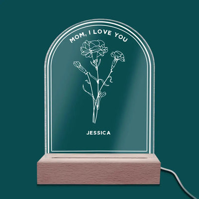 Flower Gift, Mom, We Love You  - Personalized Acrylic Night Light, Gift For Mother's Day - L127