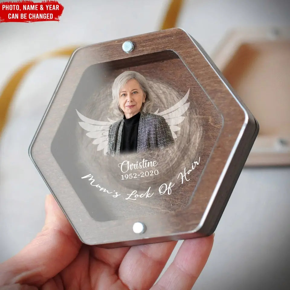 Mom’s Lock Of Hair - Personalized Memorial Box, Memorial Keepsake, Loss Of Loved One - MB05