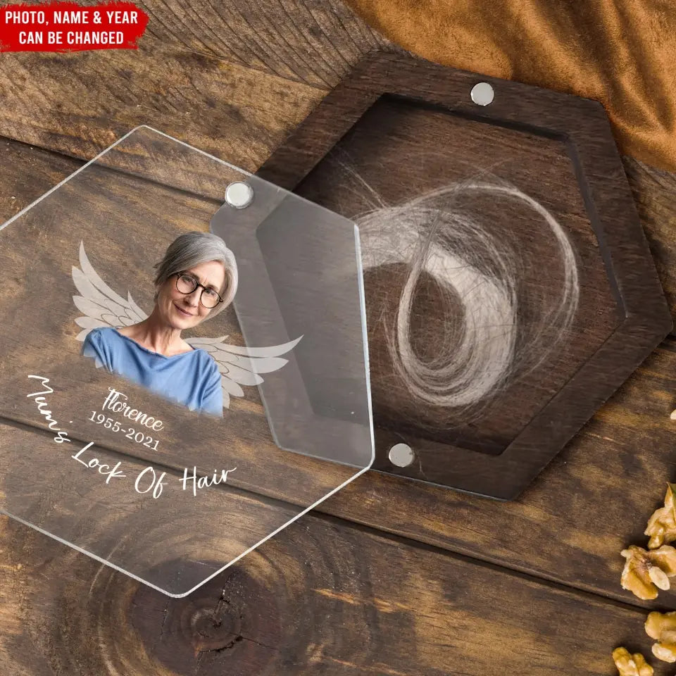Mom’s Lock Of Hair - Personalized Memorial Box, Memorial Keepsake, Loss Of Loved One - MB05