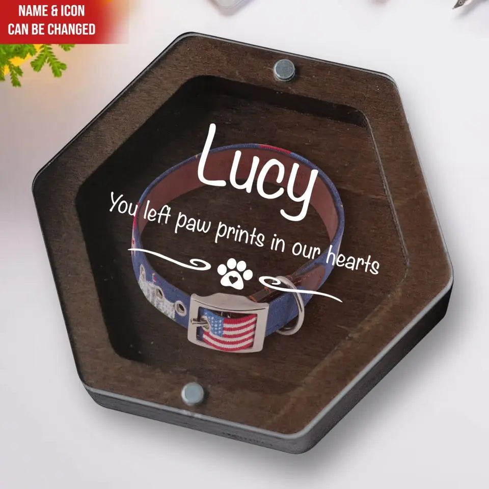 You Left Pawprints On Our Hearts - Personalized Memorial Box, Memorial Gift For Loss Of Pet - MB10
