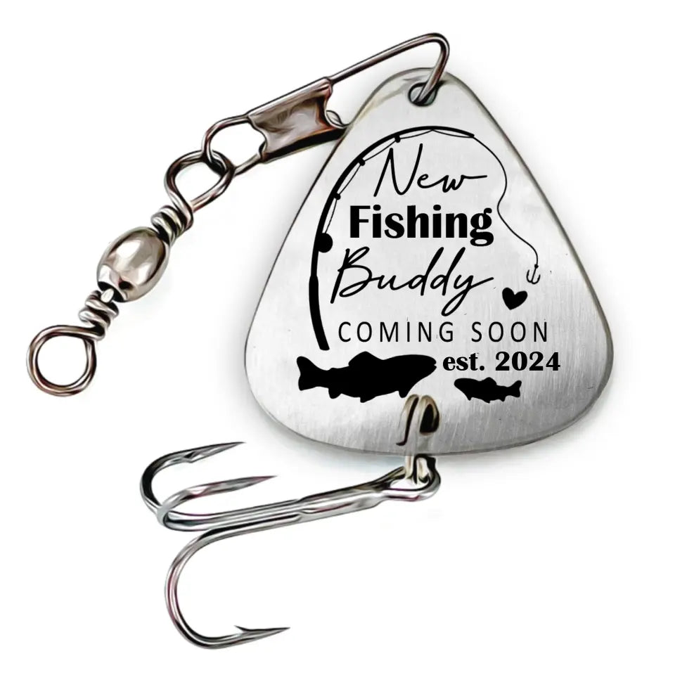 New Fishing Buddy Coming Soon - Personalized Fishing Lure, Gift For Husband, New Daddy - FL07