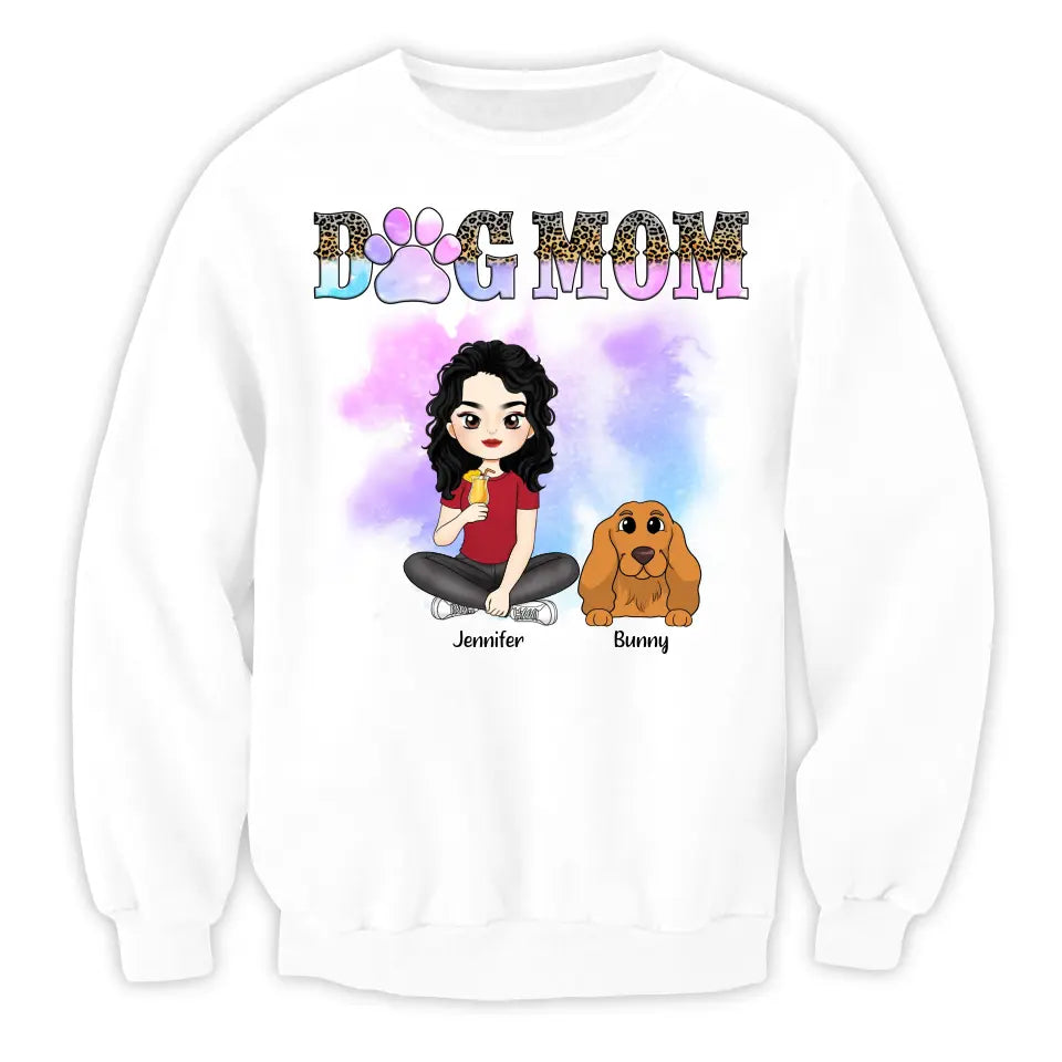 Watercolor Cute Dog Mom - Personalized T-Shirt, Gift For Dog Lover - TS1163