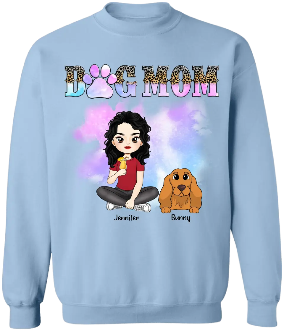 Watercolor Cute Dog Mom - Personalized T-Shirt, Gift For Dog Lover - TS1163