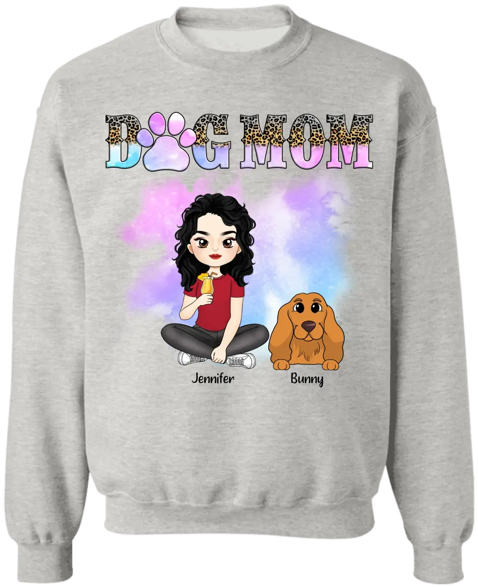 Watercolor Cute Dog Mom - Personalized T-Shirt, Gift For Dog Lover - TS1163