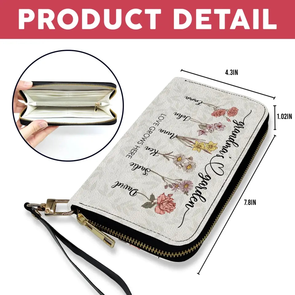 Grandma's Garden with Flowers - Personalized Leather Wallet, Gift For Mother's Day - LW12