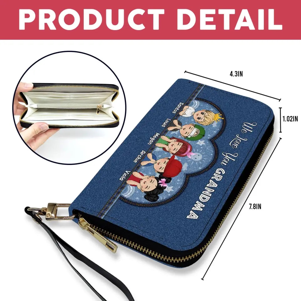 We Love You Grandma - Personalized Leather Wallet, Gift For Mother's Day - LW13