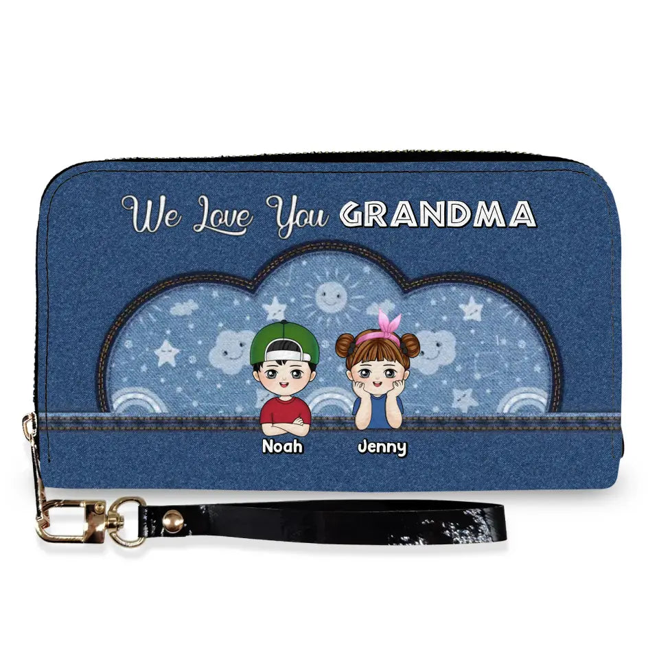 We Love You Grandma - Personalized Leather Wallet, Gift For Mother's Day - LW13
