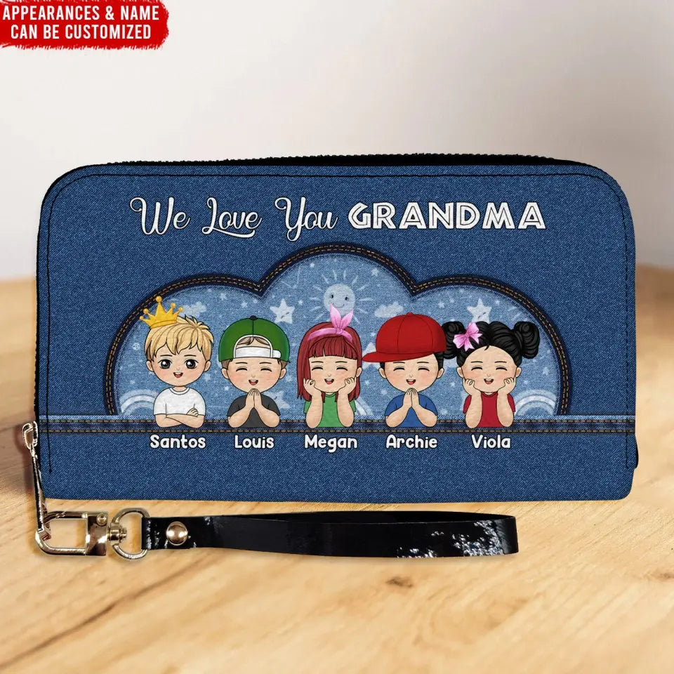We Love You Grandma - Personalized Leather Wallet, Gift For Mother's Day - LW13