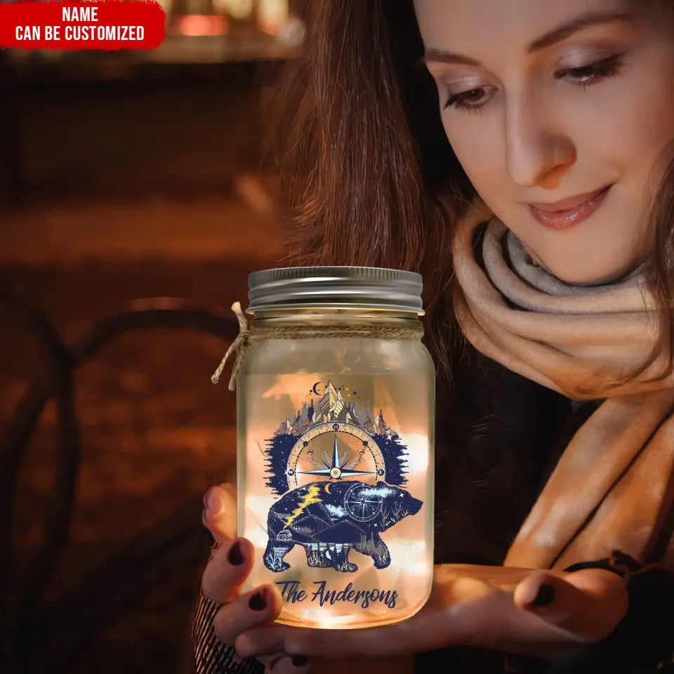 Bear And Mountains - Personalized Decal, Camping Gift For Camping Lovers - PCD100