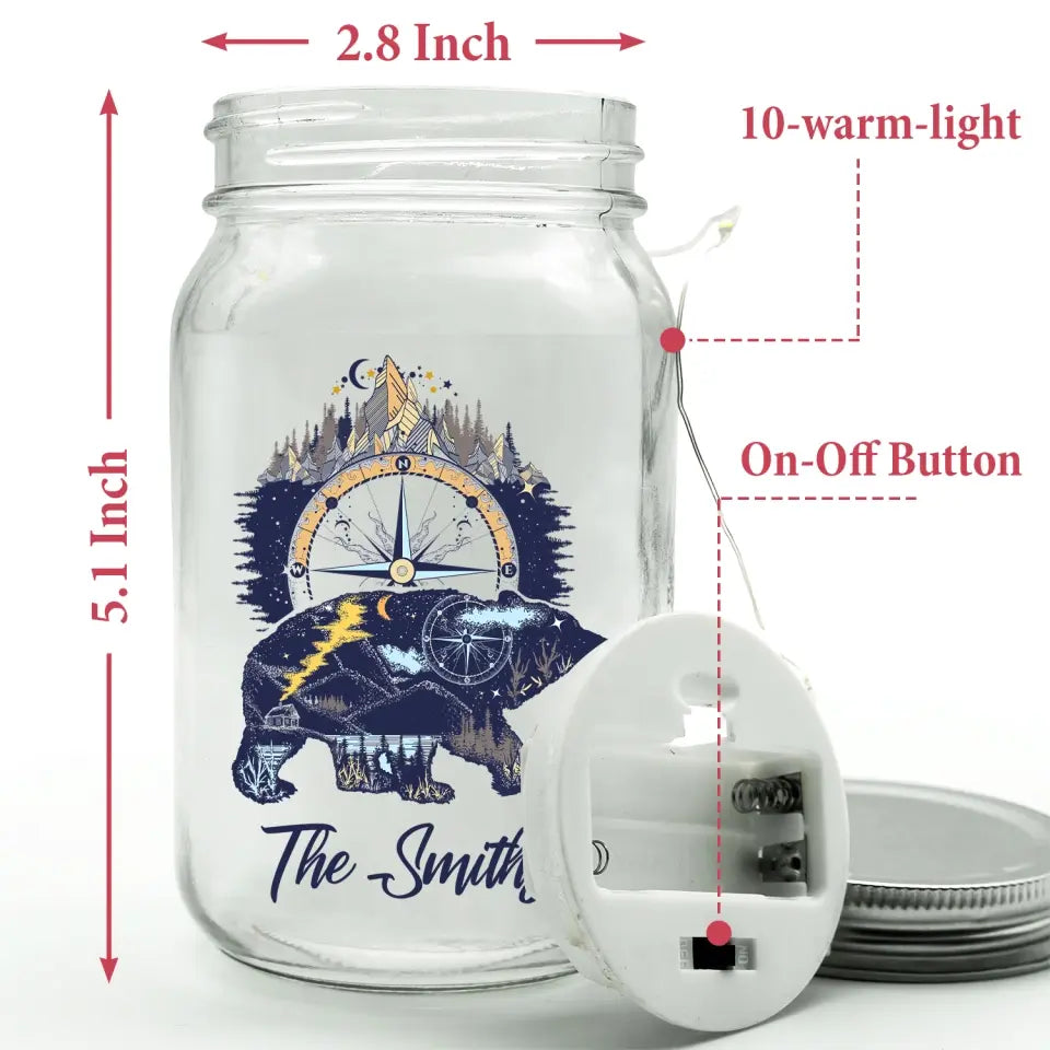 Bear And Mountains - Personalized Decal, Camping Gift For Camping Lovers - PCD100