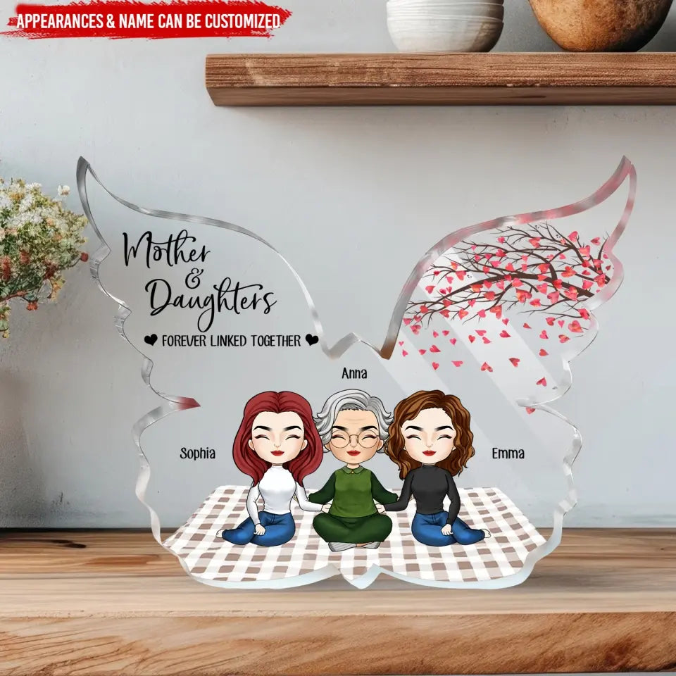 Mom and Daughters Forever Linked Together - Personalized Acrylic Plaque, Gift For Mother, Birthday Gift For Mom - AP35