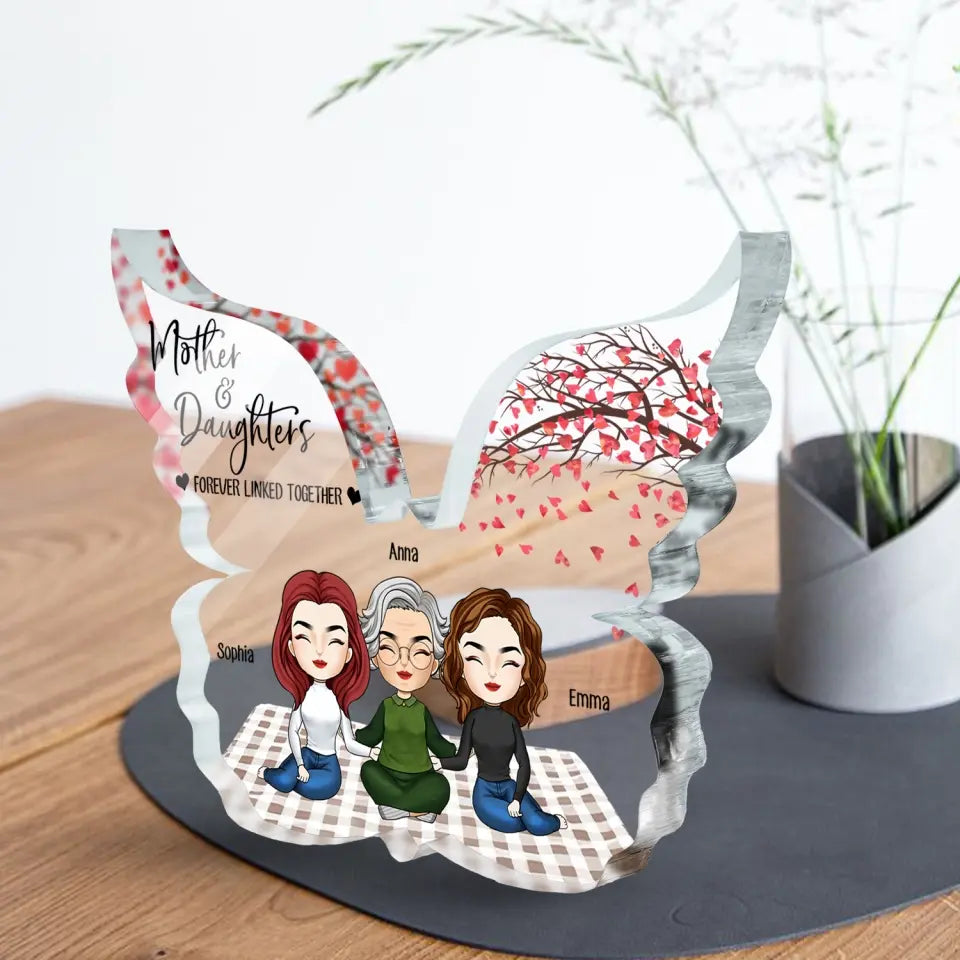 Mom and Daughters Forever Linked Together - Personalized Acrylic Plaque, Gift For Mother, Birthday Gift For Mom - AP35