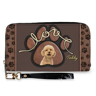 Cute Dog Paw - Personalized Leather Long Wallet, Gift For Dog Lover - LW05