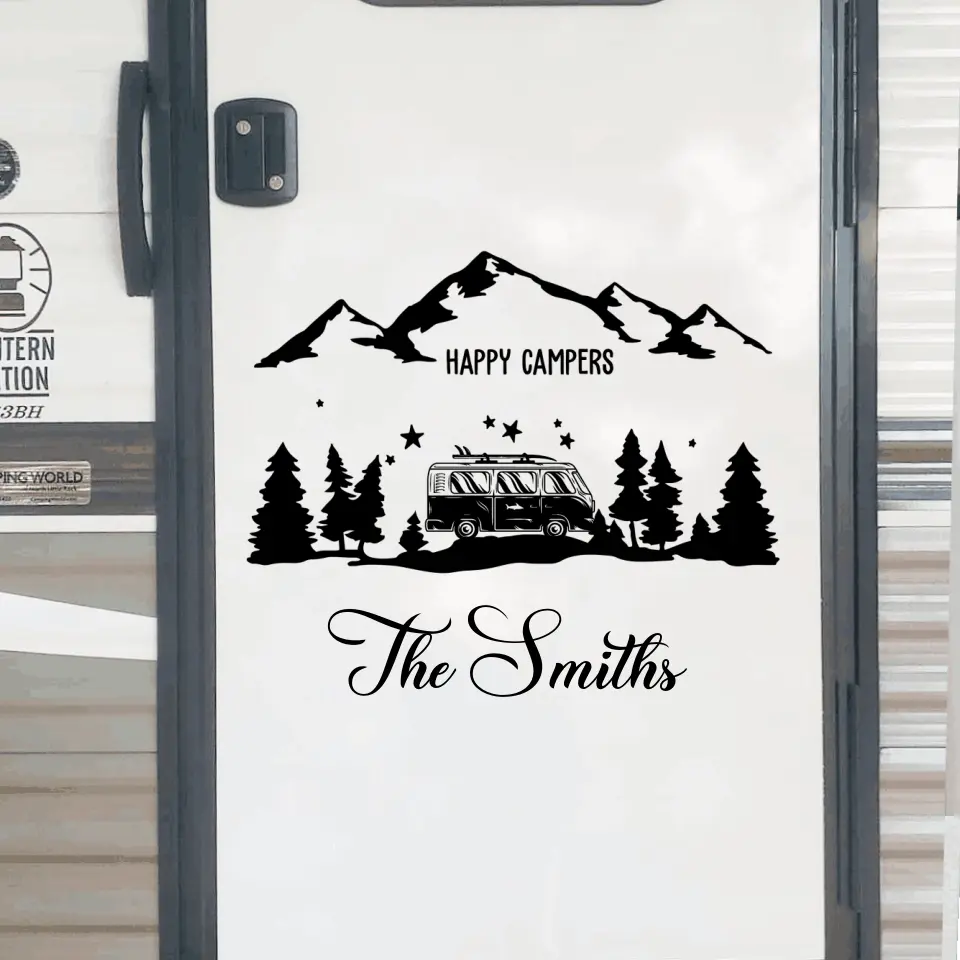 Happy Campers - Personalized Camping Decal, Gift For Camping Lovers - PCD16