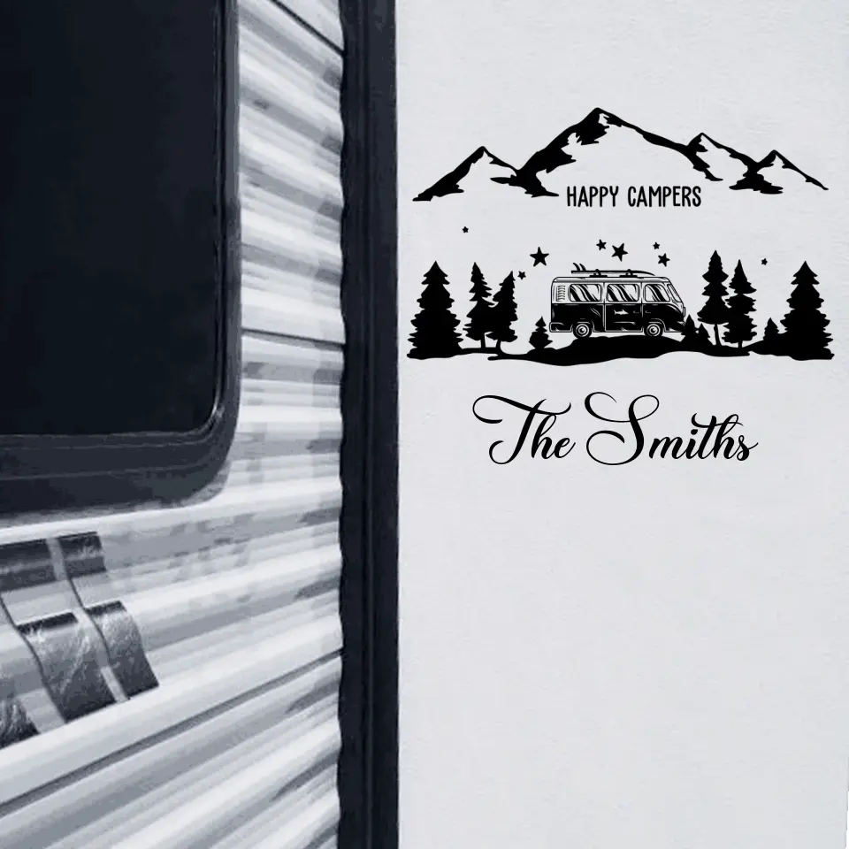 Happy Campers - Personalized Camping Decal, Gift For Camping Lovers - PCD16