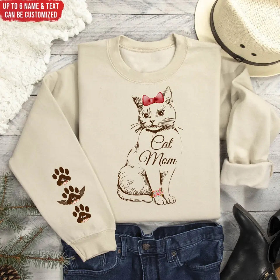 Cat Mom - Personalized Sleeve Print Sweatshirt, Gift For Cat Lovers, Cat Mom , Mother's Day Gift - SW15