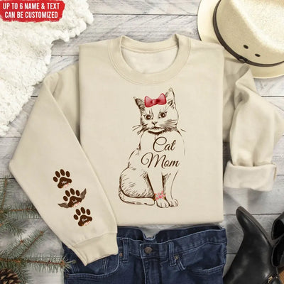 Cat Mom - Personalized Sleeve Print Sweatshirt, Gift For Cat Lovers, Cat Mom , Mother's Day Gift - SW15