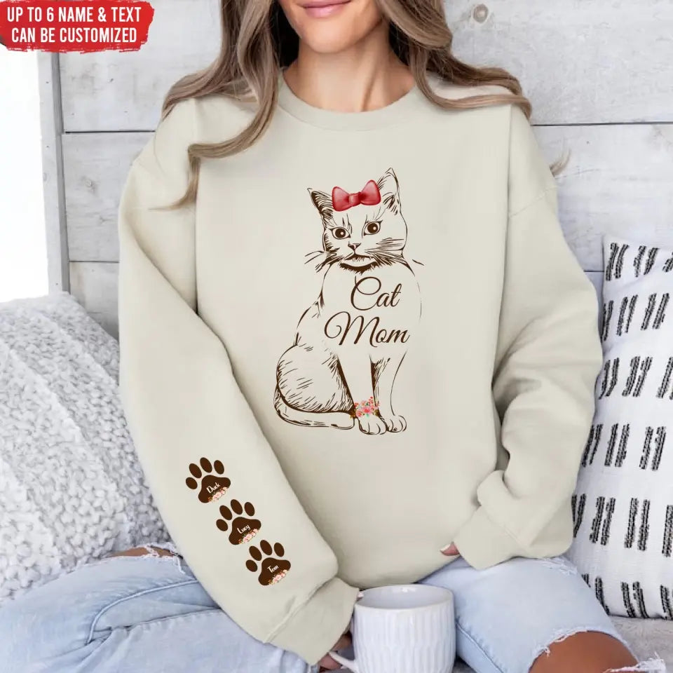 Cat Mom - Personalized Sleeve Print Sweatshirt, Gift For Cat Lovers, Cat Mom , Mother's Day Gift - SW15